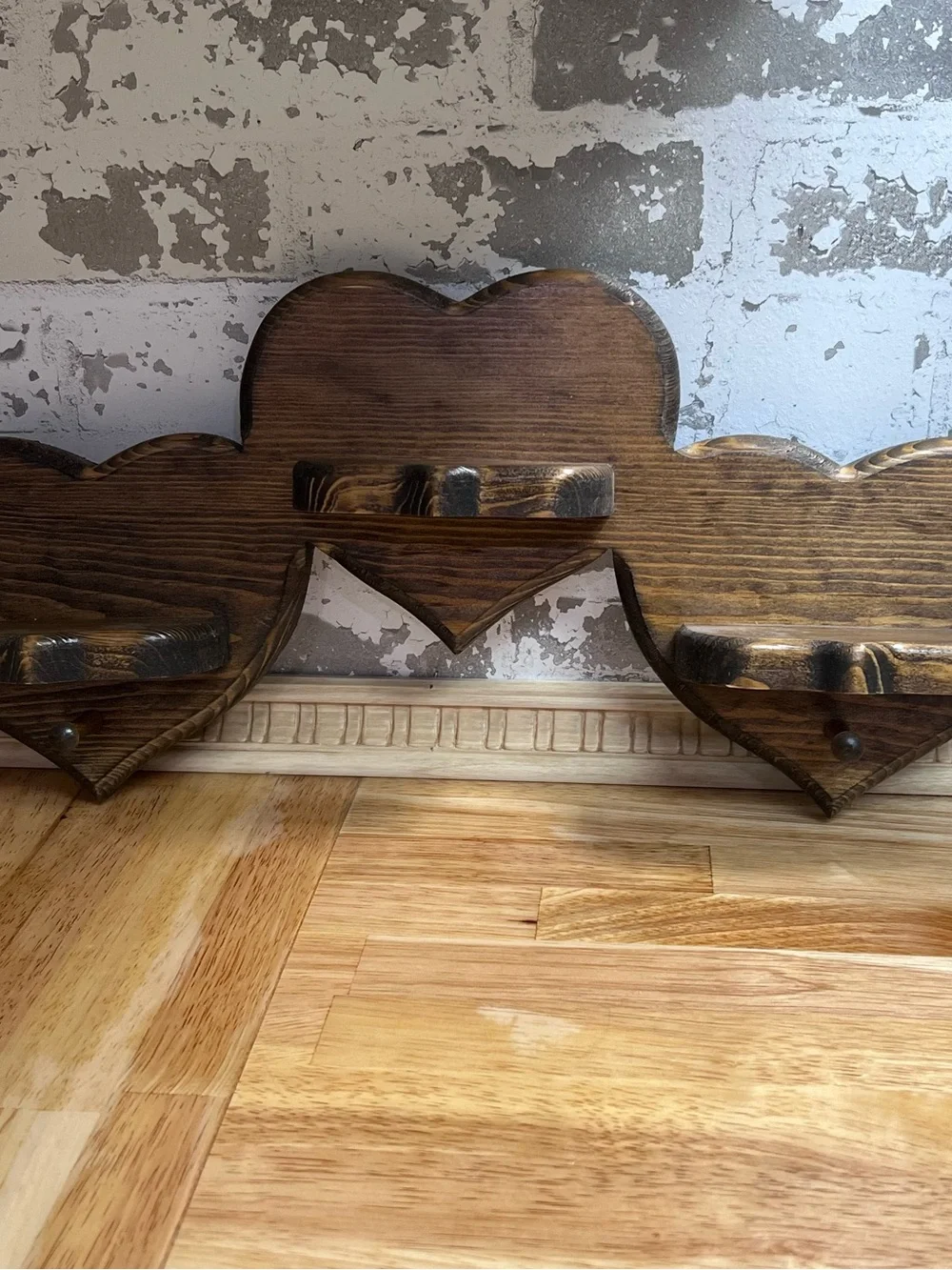 Rustic Wooden Heart Shelf - Dark Stain